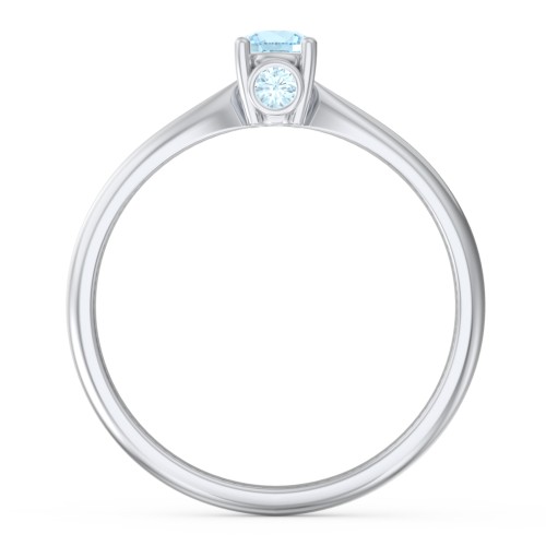 1/4 ct. Round Gemstone Peek-A-Boo Engagement Ring with Tapered Band – Sterling Silver with Blue Topaz