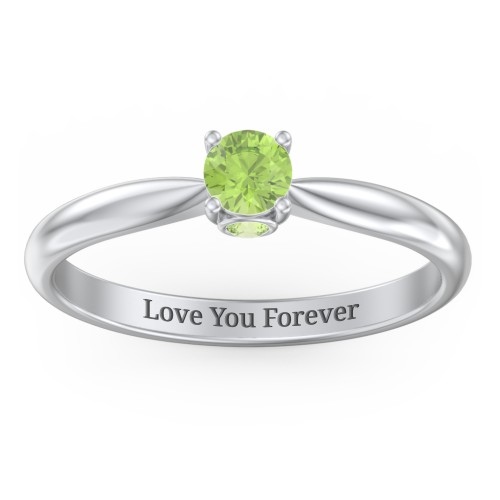 1/4 ct. Round Gemstone Peek-A-Boo Engagement Ring with Tapered Band