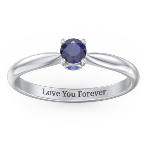 1/4 ct. Round Gemstone Peek-A-Boo Engagement Ring with Tapered Band