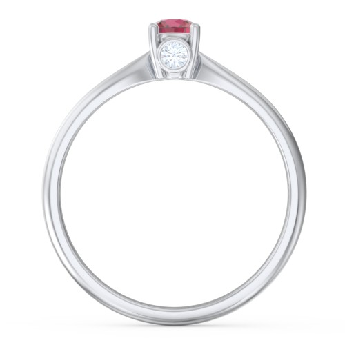 1/4 ct. Round Gemstone Peek-A-Boo Engagement Ring with Tapered Band – Sterling Silver with Ruby and Aquamarine