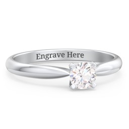 1/3 ct. Round Gemstone Engagement Ring with Tapered Band in 925 Sterling Silver with White Premium Zirconia