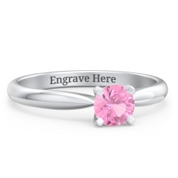 1/2 ct. Round Gemstone Engagement Ring with Tapered Band
