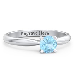 1/2 ct. Round Gemstone Engagement Ring with Tapered Band in 925 Sterling Silver with Blue Topaz