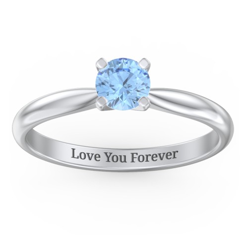 1/2 ct. Round Gemstone Engagement Ring with Tapered Band