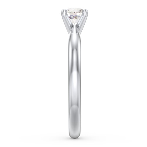 1/2 ct. Round Gemstone Engagement Ring with Tapered Band – Sterling Silver with Cubic Zirconia