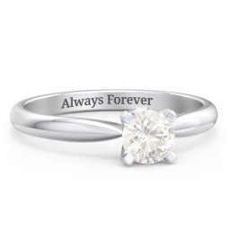 1/2 ct. Round Gemstone Peek-A-Boo Engagement Ring with Tapered Band in 925 Sterling Silver with Cubic Zirconia