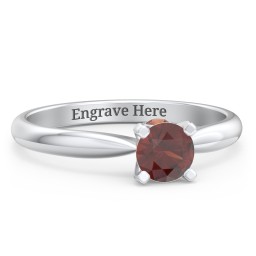 1/2 ct. Round Gemstone Peek-A-Boo Engagement Ring with Tapered Band in 925 Sterling Silver with Garnet