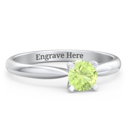 1/2 ct. Round Gemstone Peek-A-Boo Engagement Ring with Tapered Band in 925 Sterling Silver with Peridot