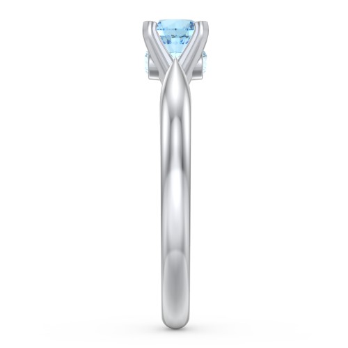1/2 ct. Round Gemstone Peek-A-Boo Engagement Ring with Tapered Band – Sterling Silver with Blue Topaz