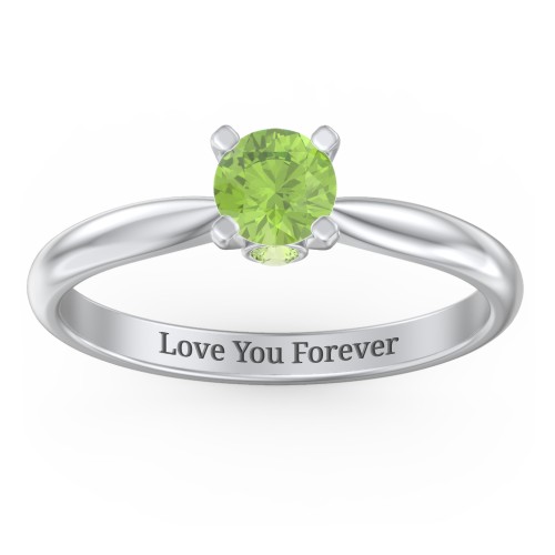 1/2 ct. Round Gemstone Peek-A-Boo Engagement Ring with Tapered Band