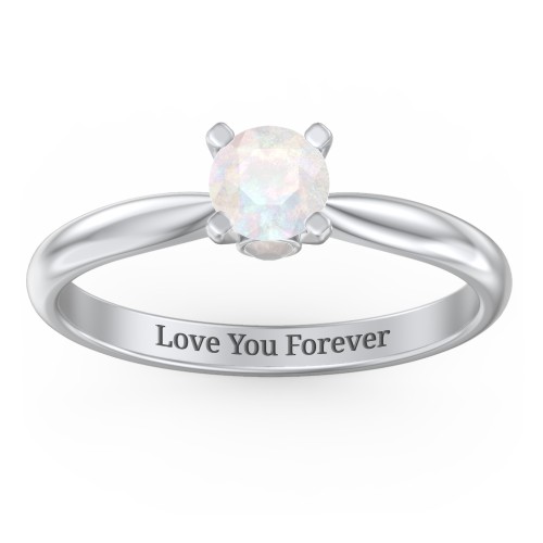 1/2 ct. Round Gemstone Peek-A-Boo Engagement Ring with Tapered Band