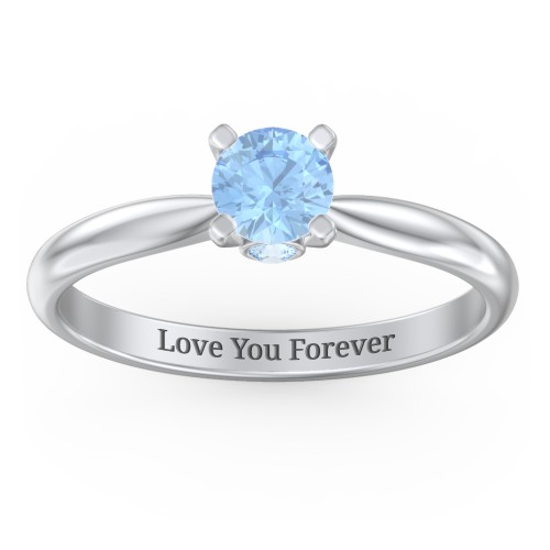 1/2 ct. Round Gemstone Peek-A-Boo Engagement Ring with Tapered Band