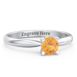 1/2 ct. Round Gemstone Peek-A-Boo Engagement Ring with Tapered Band in 925 Sterling Silver with Citrine