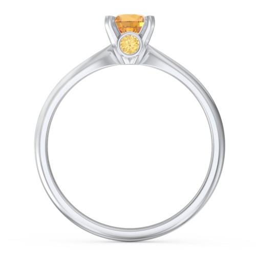 1/2 ct. Round Gemstone Peek-A-Boo Engagement Ring with Tapered Band – Sterling Silver with Citrine