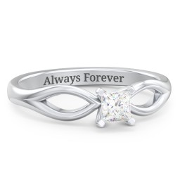 1/4 ct. Princess Gemstone Split Engagement Ring in 925 Sterling Silver with White Premium Zirconia