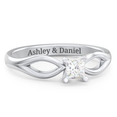 1/4 ct. Princess Gemstone Split Engagement Ring – Sterling Silver with White Premium Zirconia
