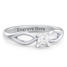 1/4 ct. Princess Gemstone Split Engagement Ring in 925 Sterling Silver with White Premium Zirconia