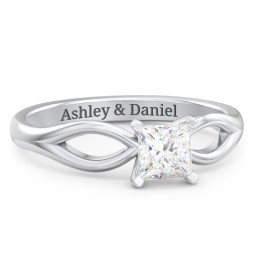 1/2 ct. Princess Gemstone Split Engagement Ring in 925 Sterling Silver with White Premium Zirconia