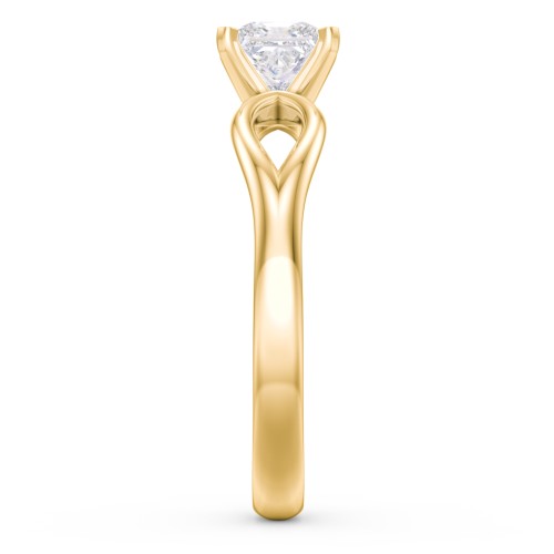 1/2 ct. Princess Gemstone Split Engagement Ring – 10K Yellow Gold with White Premium Zirconia