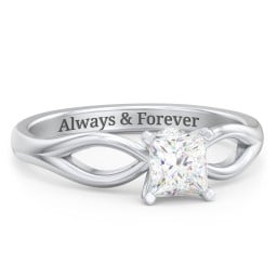 1/2 ct. Princess Gemstone Split Peek-A-Boo Engagement Ring