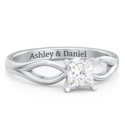 1/2 ct. Princess Gemstone Split Peek-A-Boo Engagement Ring