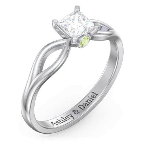 1/2 ct. Princess Gemstone Split Peek-A-Boo Engagement Ring