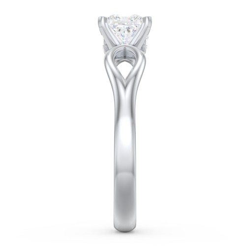 1/2 ct. Princess Gemstone Split Peek-A-Boo Engagement Ring – Sterling Silver with Lab Diamond