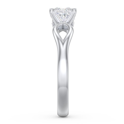 1/2 ct. Princess Gemstone Split Peek-A-Boo Engagement Ring – Sterling Silver with White Premium Zirconia and Cubic Zirconia