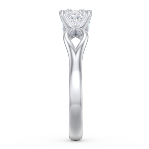1/2 ct. Princess Gemstone Split Peek-A-Boo Engagement Ring – Sterling Silver with White Premium Zirconia and Blue Topaz