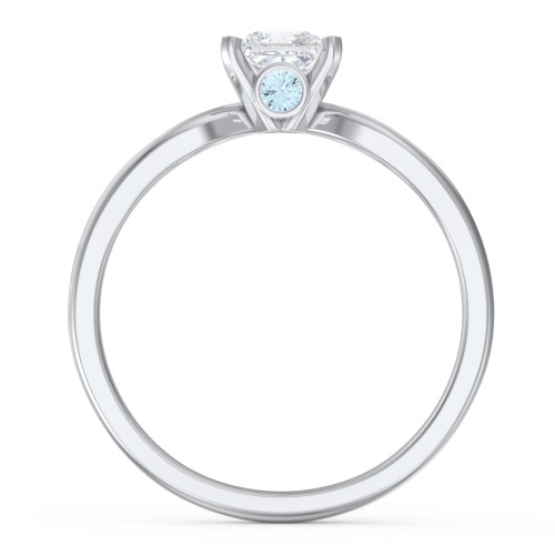 1/2 ct. Princess Gemstone Split Peek-A-Boo Engagement Ring – Sterling Silver with White Premium Zirconia and Blue Topaz