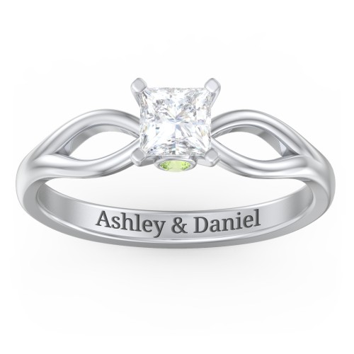 1/2 ct. Princess Gemstone Split Peek-A-Boo Engagement Ring