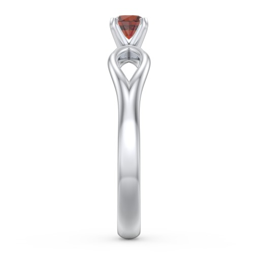 1/4 ct. Round Gemstone Split Engagement Ring – Sterling Silver with Garnet