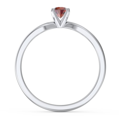 1/4 ct. Round Gemstone Split Engagement Ring – Sterling Silver with Garnet