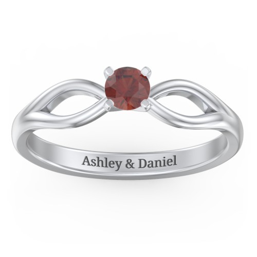 1/4 ct. Round Gemstone Split Engagement Ring – Sterling Silver with Garnet