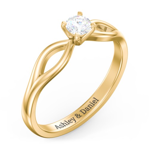 1/4 ct. Round Gemstone Split Engagement Ring – 10K Yellow Gold with White Sapphire