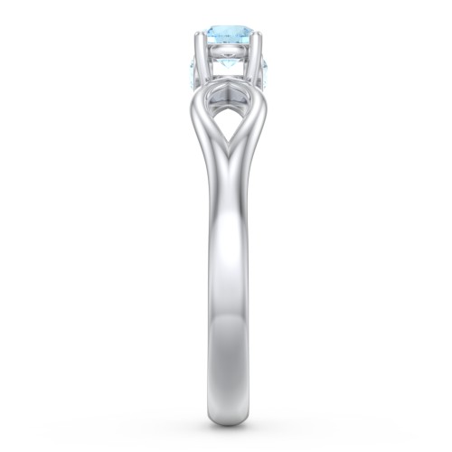 1/4 ct. Round Gemstone Split Peek-A-Boo Engagement Ring – Sterling Silver with Blue Topaz