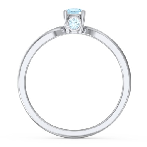 1/4 ct. Round Gemstone Split Peek-A-Boo Engagement Ring – Sterling Silver with Blue Topaz