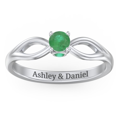 1/4 ct. Round Gemstone Split Peek-A-Boo Engagement Ring – Sterling Silver with Emerald