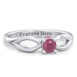 1/4 ct. Round Gemstone Split Peek-A-Boo Engagement Ring in 925 Sterling Silver with Ruby