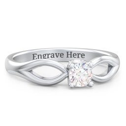 1/4 ct. Round Gemstone Split Peek-A-Boo Engagement Ring in 925 Sterling Silver with White Sapphire and Cubic Zirconia