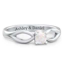 1/4 ct. Round Gemstone Split Peek-A-Boo Engagement Ring in 925 Sterling Silver with Opal