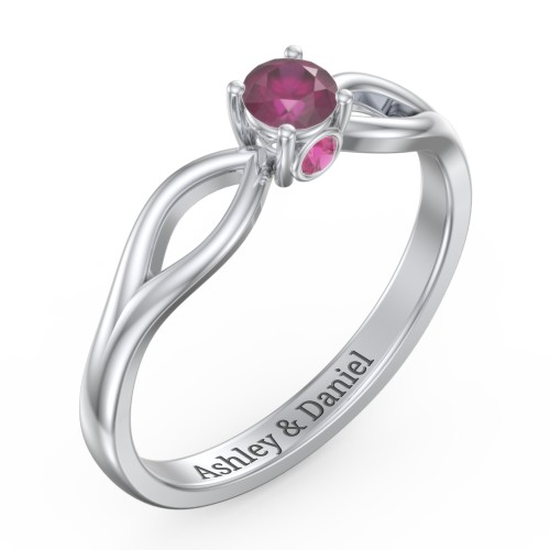 1/4 ct. Round Gemstone Split Peek-A-Boo Engagement Ring – Sterling Silver with Ruby
