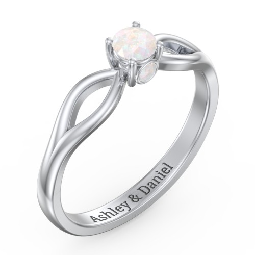 1/4 ct. Round Gemstone Split Peek-A-Boo Engagement Ring – Sterling Silver with Opal