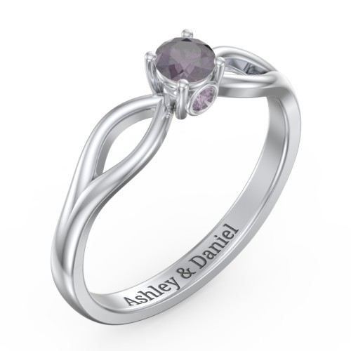 1/4 ct. Round Gemstone Split Peek-A-Boo Engagement Ring – Sterling Silver with Alexandrite