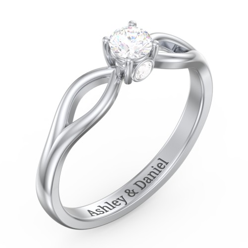 1/4 ct. Round Gemstone Split Peek-A-Boo Engagement Ring – Sterling Silver with White Sapphire and Cubic Zirconia