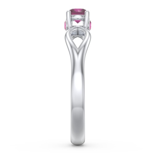 1/4 ct. Round Gemstone Split Peek-A-Boo Engagement Ring – Sterling Silver with Ruby