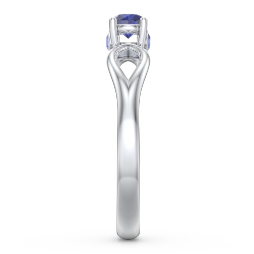 1/4 ct. Round Gemstone Split Peek-A-Boo Engagement Ring – Sterling Silver with Blue Sapphire