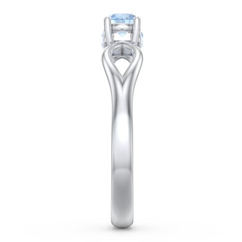 1/4 ct. Round Gemstone Split Peek-A-Boo Engagement Ring – Sterling Silver with Blue Topaz