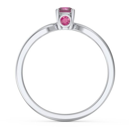 1/4 ct. Round Gemstone Split Peek-A-Boo Engagement Ring – Sterling Silver with Ruby