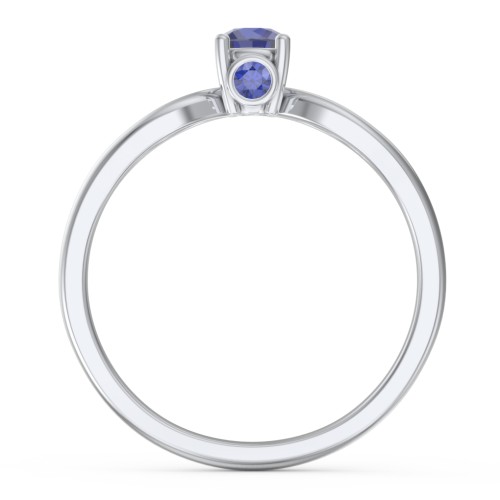 1/4 ct. Round Gemstone Split Peek-A-Boo Engagement Ring – Sterling Silver with Blue Sapphire